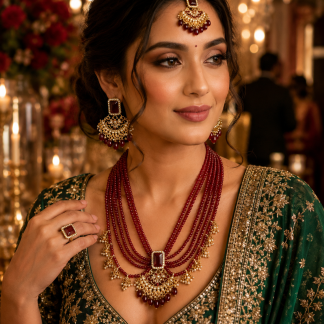 Burgundy - Beaded- Necklace _set