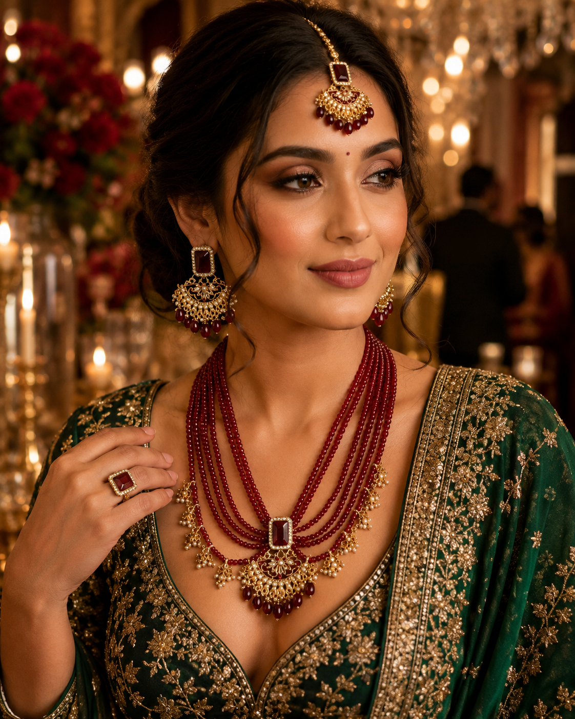 Burgundy - Beaded- Necklace _set