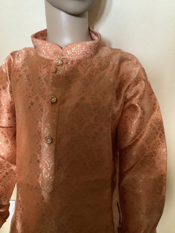 peach and gold kurta set
