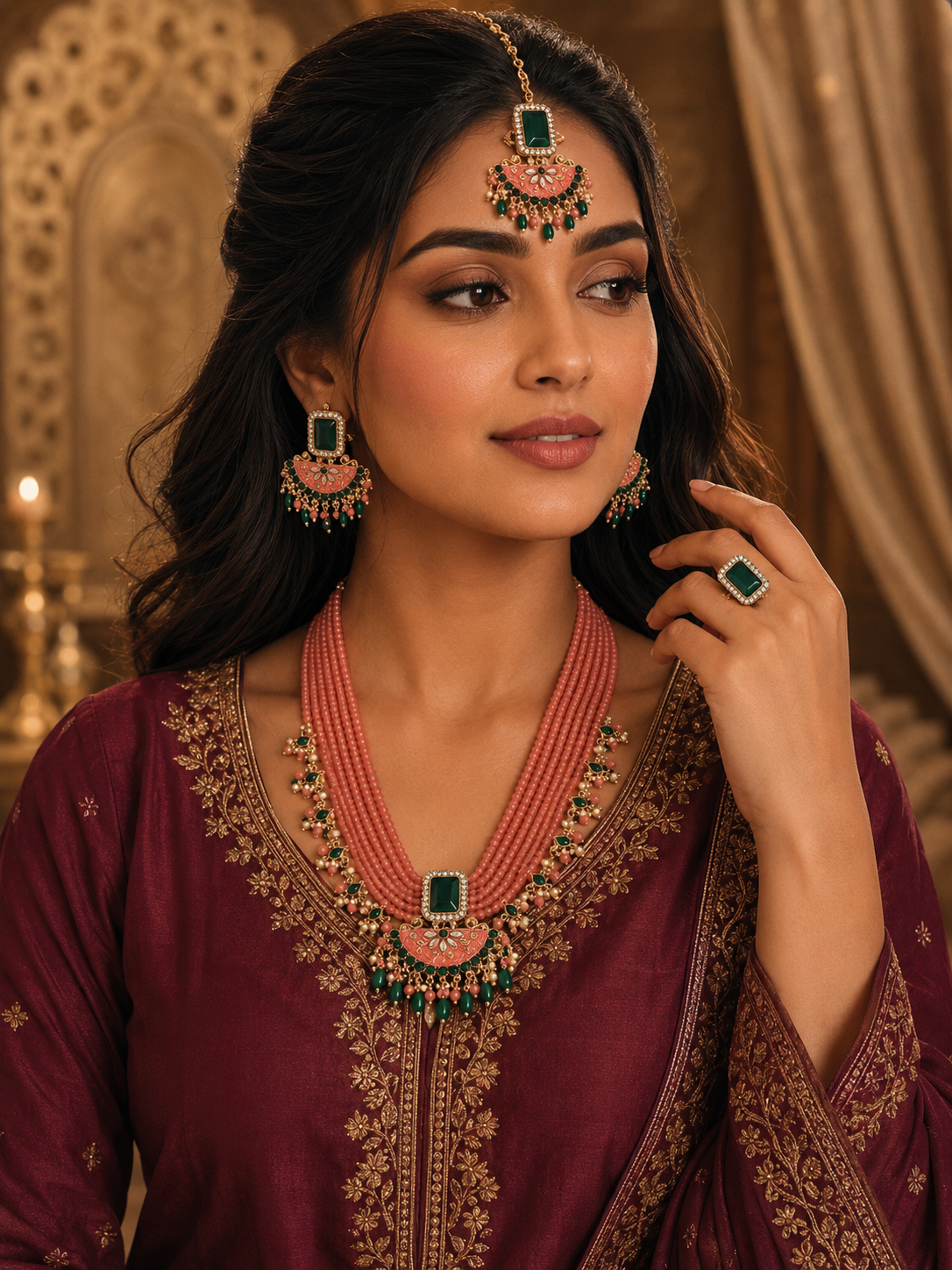peach-and-green-necklace-set