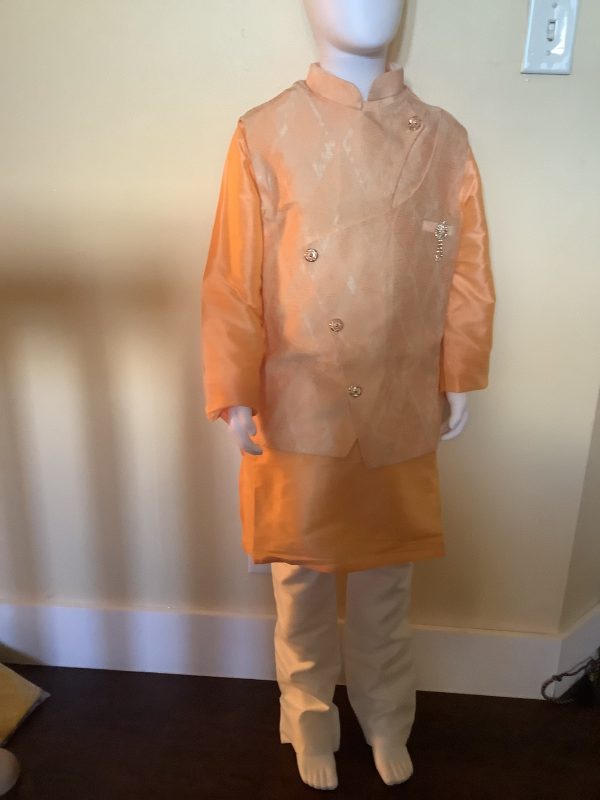 kids-peach-monochromatic-modi-kurta-pajama-set