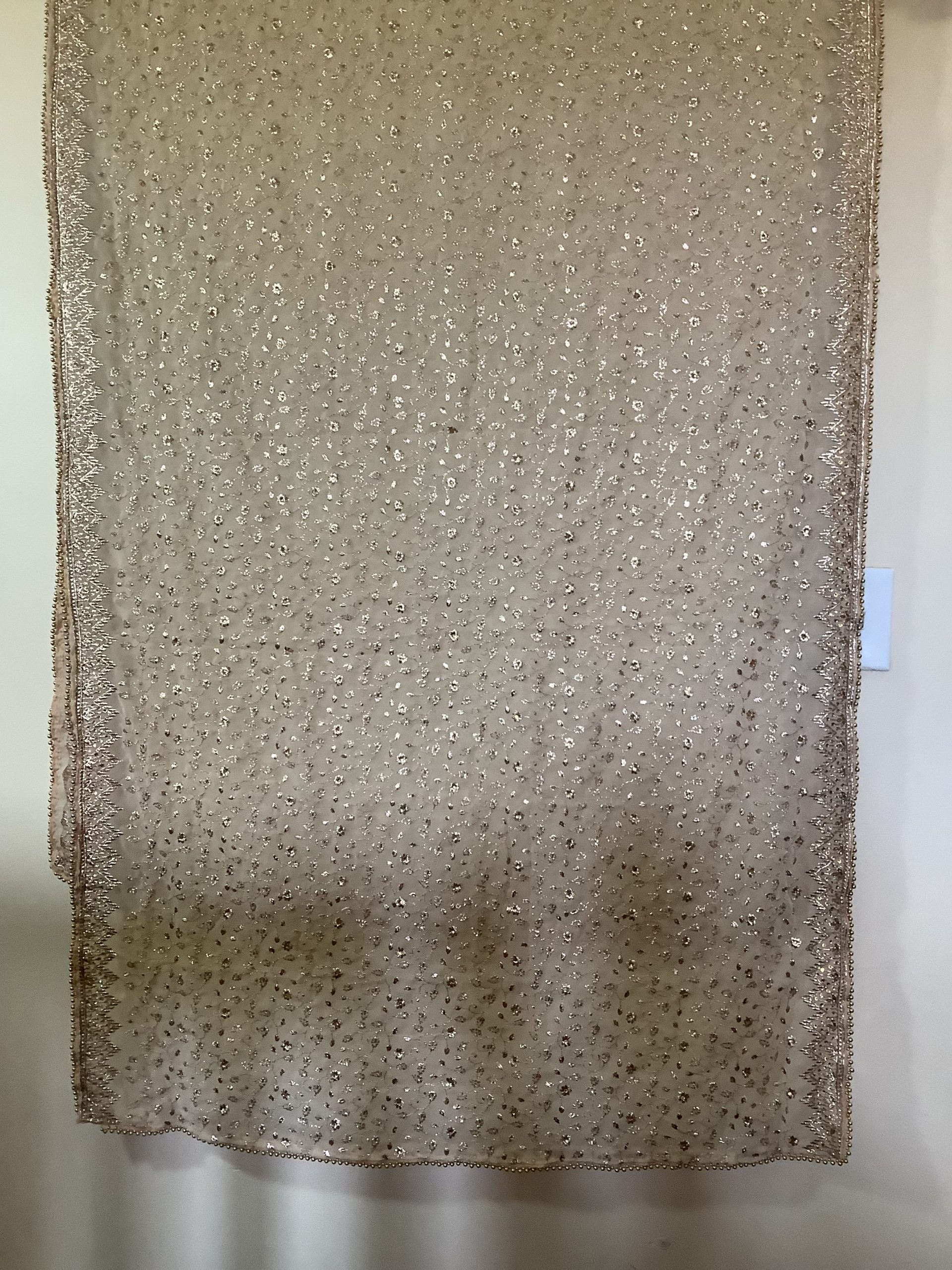 Premium Gold Embellished Net Dupatta with Beaded Border - Image 3