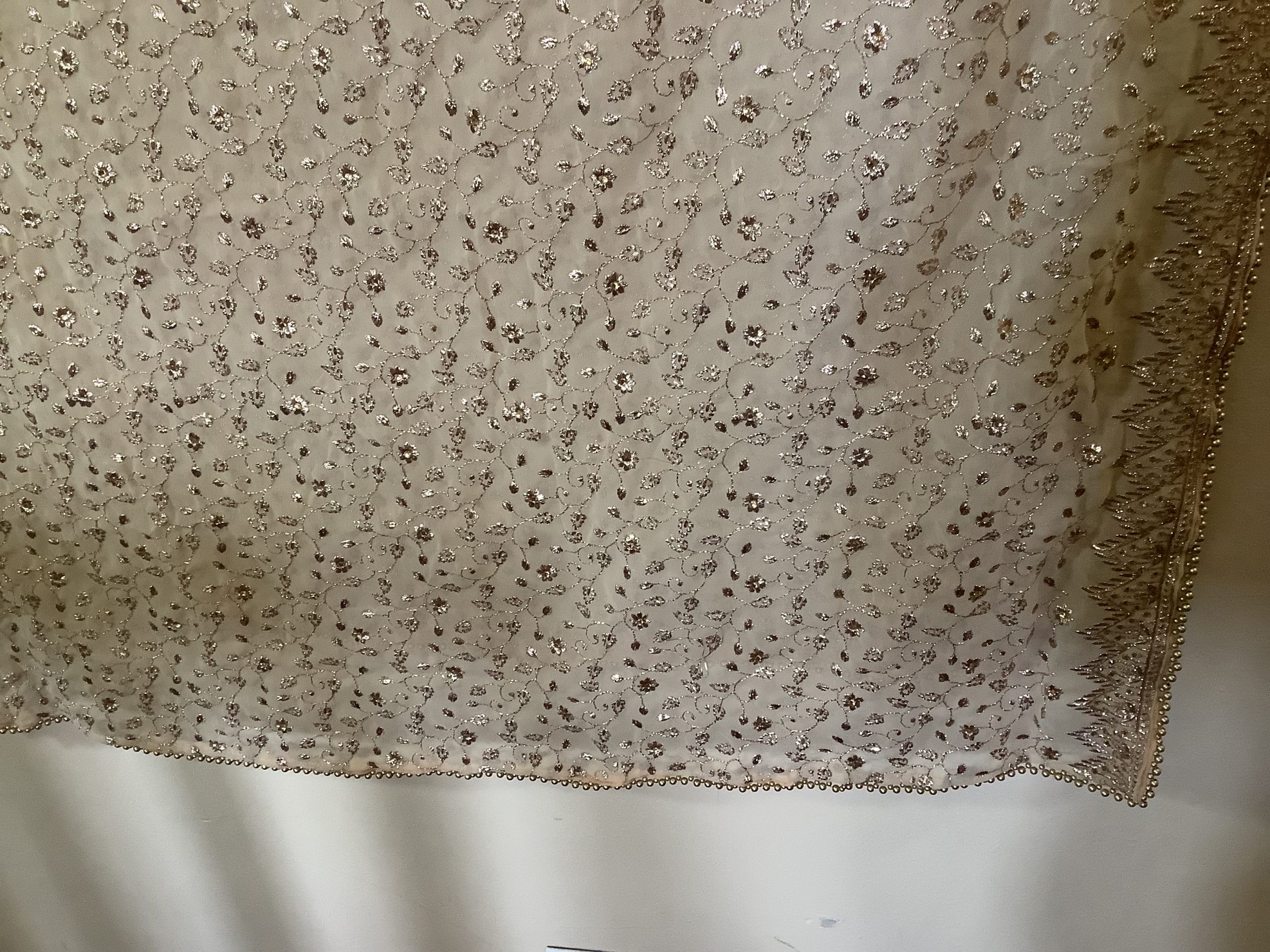 Premium Gold Embellished Net Dupatta with Beaded Border - Image 4